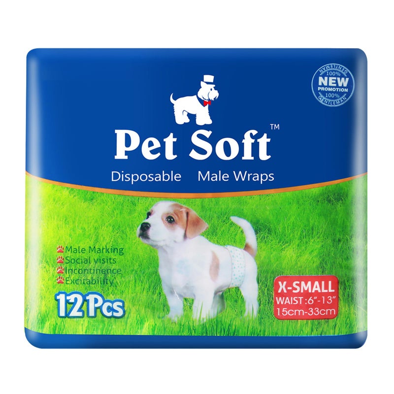 Pet Soft Disposable Male Wrap Dog Diaper,12Pcs,XS - Image 1